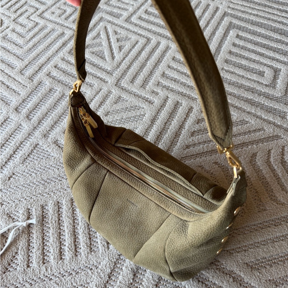 Olive Green Women’s Shoulder Bag with Gold Hardware
